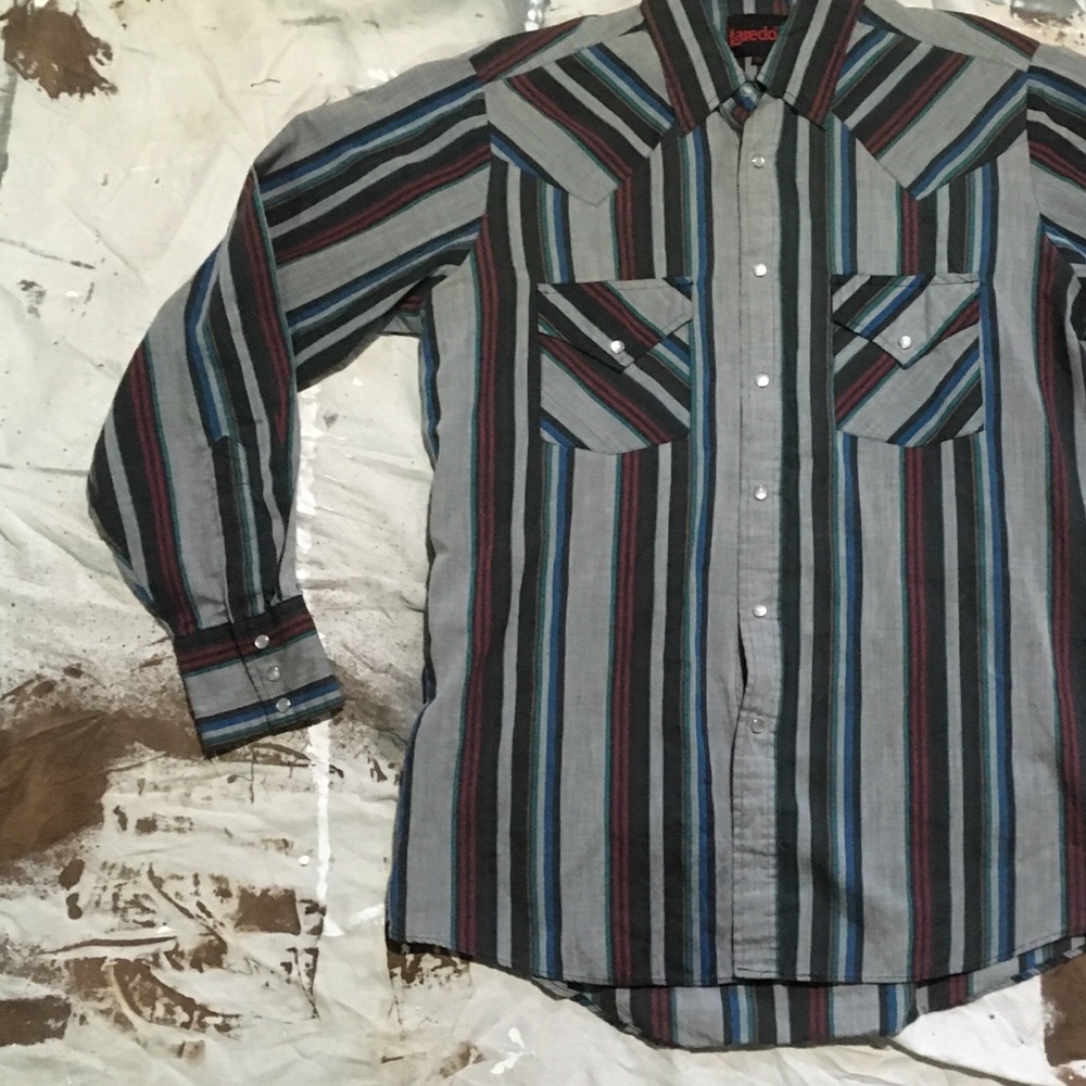 SOLD ON ETSY, NFS men’s Laredo pearl snap shirt M - Picture 4 of 8